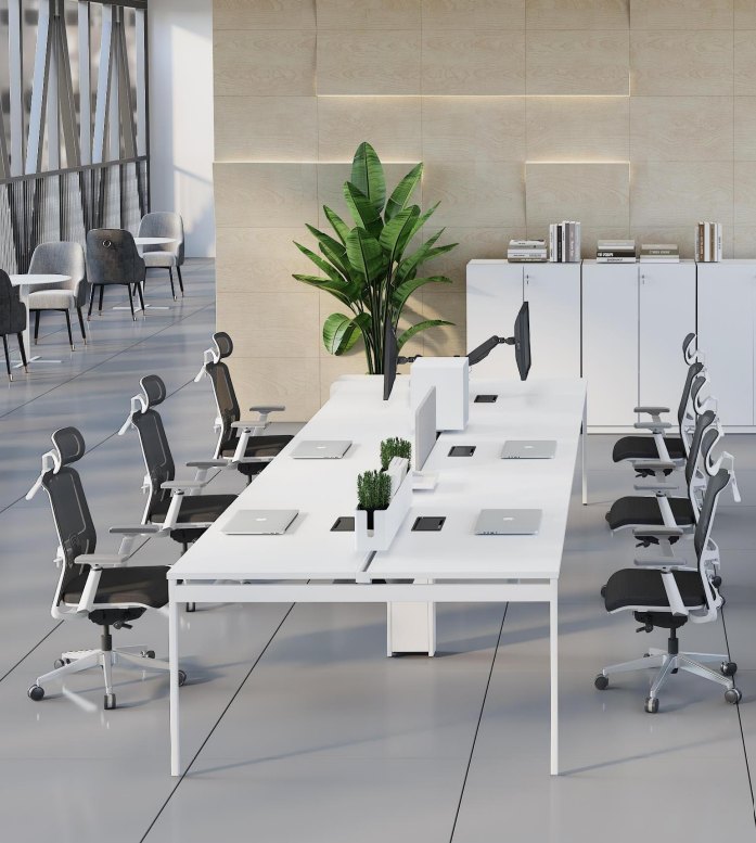 Open-plan office fit-out with workstations and task seating